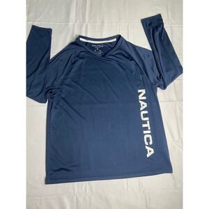 Nautica Men's XL Navy Blue Long Sleeve Rash Guard UPF Protection Shirt